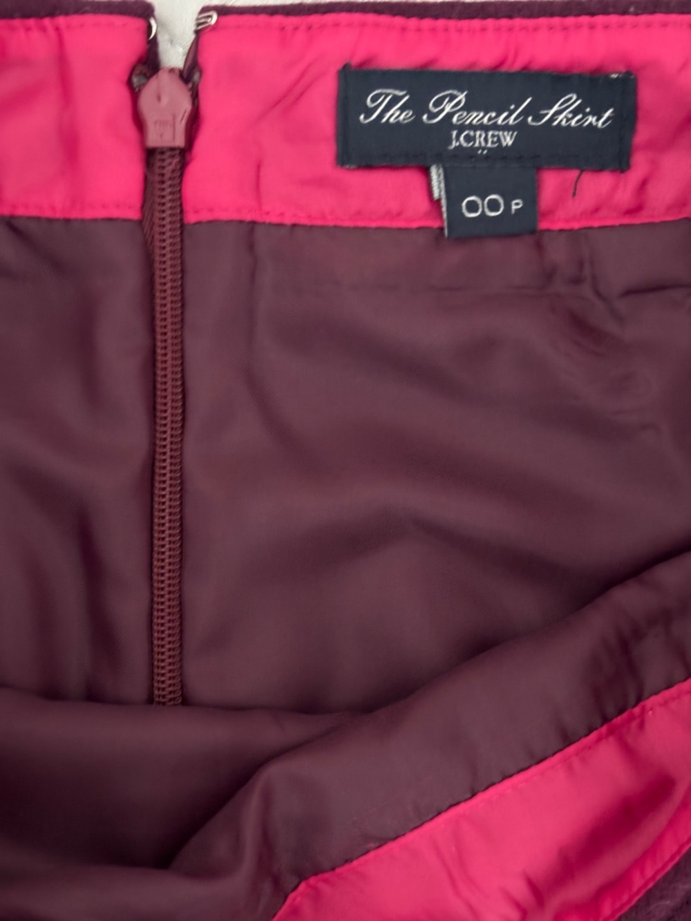 J Crew "The Pencil Skirt" - Berry Size 00P - Picture 8 of 9